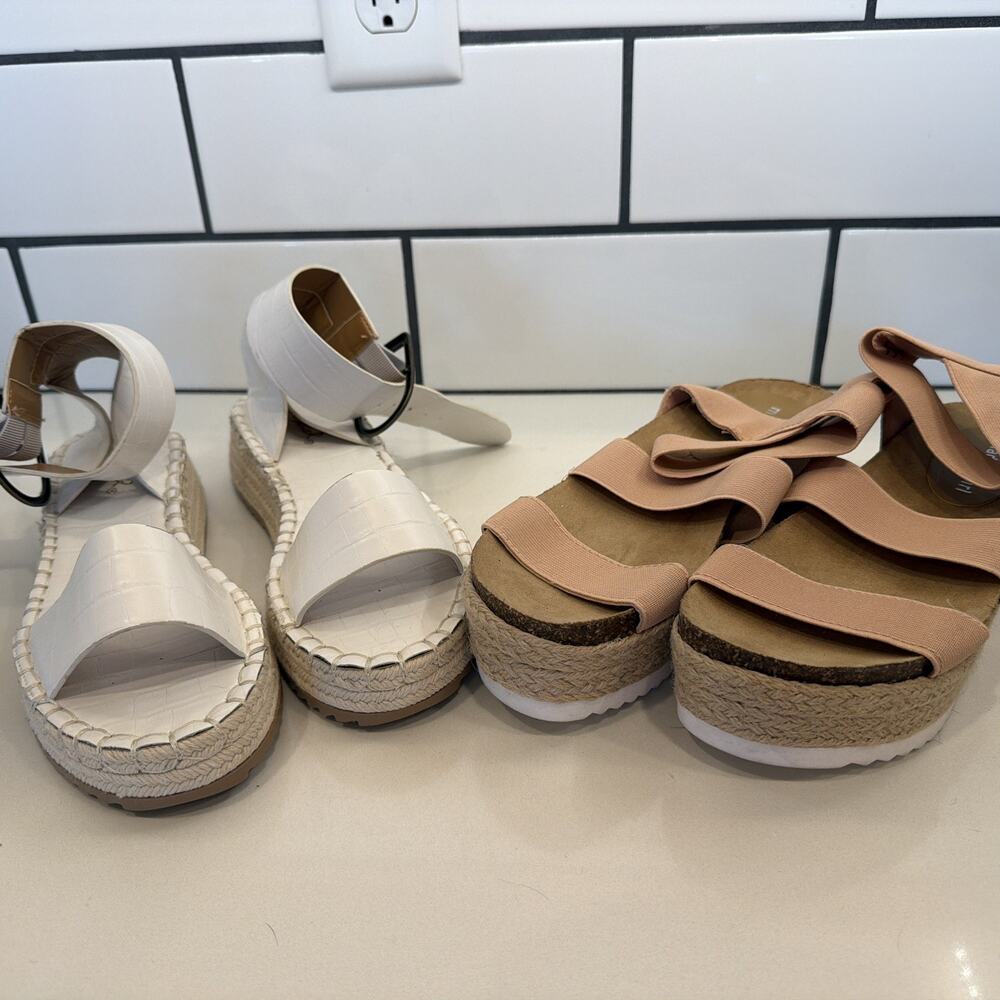 Madden Girl Women's Sandals Platform Pink Elastic Straps Size‎ 6 Lot White Qupid